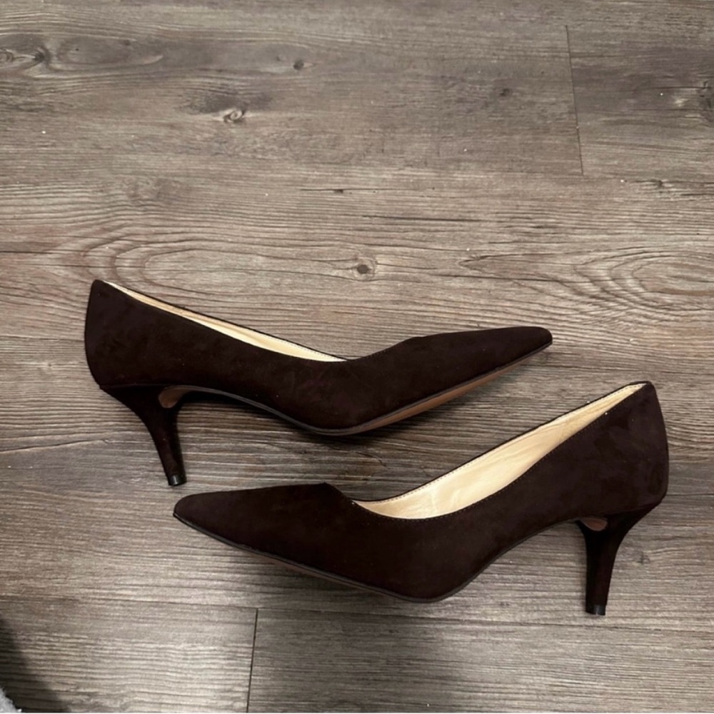 🤎 NWT! Brown Suede NINE WEST Marot Heels - Size 7.5 - Picture 4 of 9